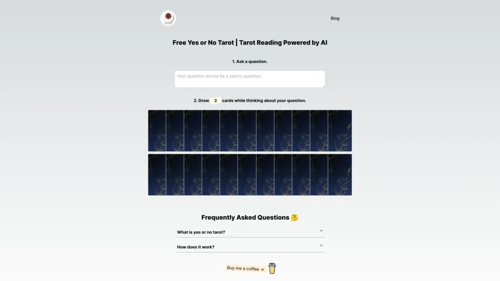 Ai Yes Or No Tarot Reader website screenshot