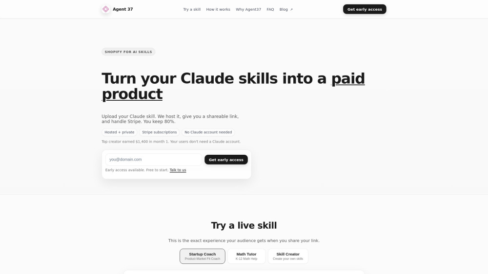 Agent 37 website screenshot
