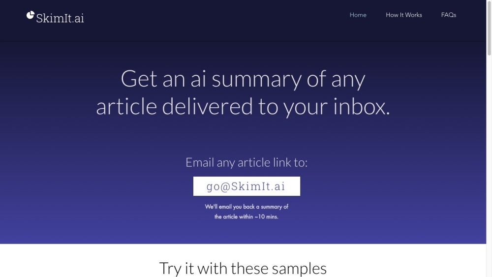 SkimItAI website screenshot