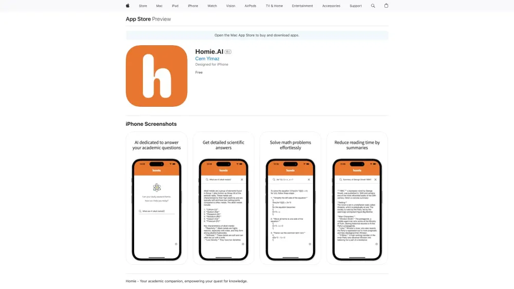 Homie Ai website screenshot