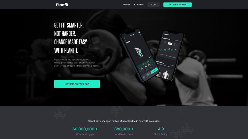 Planfit Ai Personal Trainer website screenshot