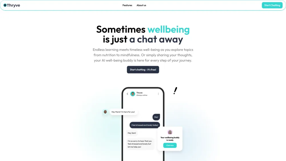 Thryve Chat website screenshot