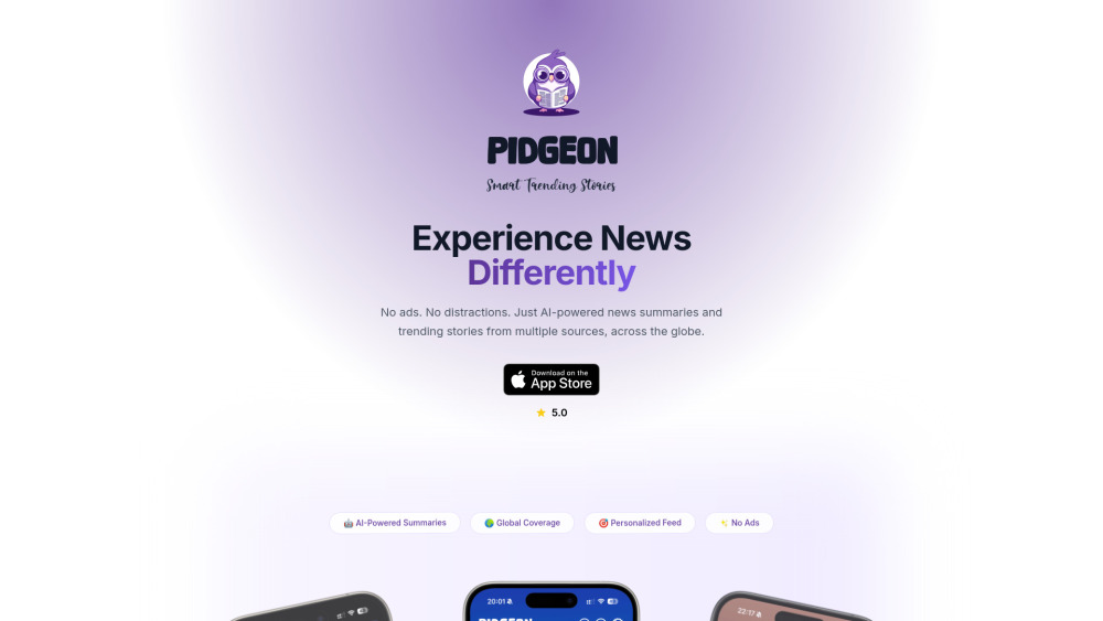 Pidgeon website screenshot