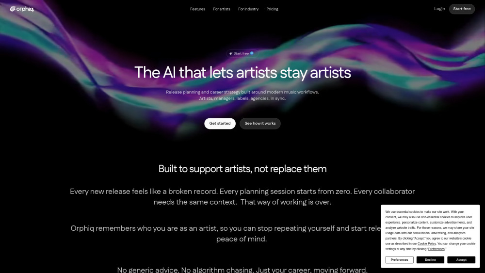 Orphiq website screenshot