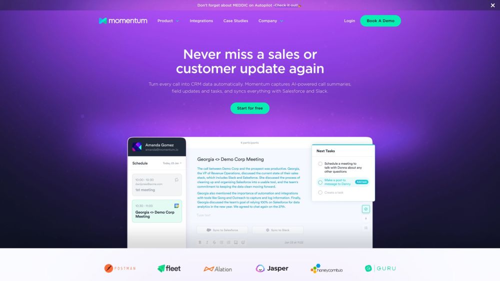 Momentum Sales Ai website screenshot
