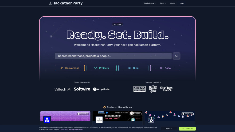 Hackathonparty website screenshot