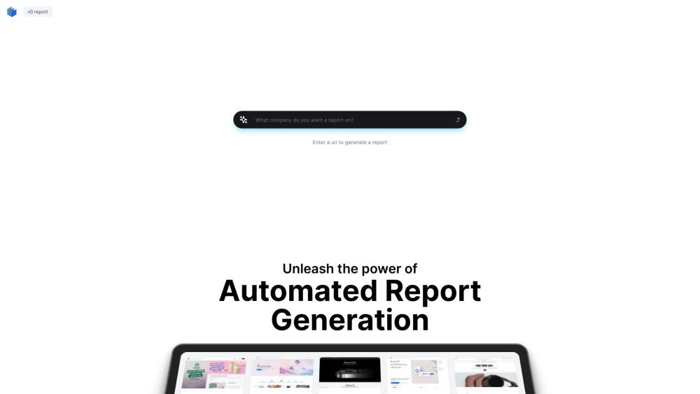 V0 Report website screenshot