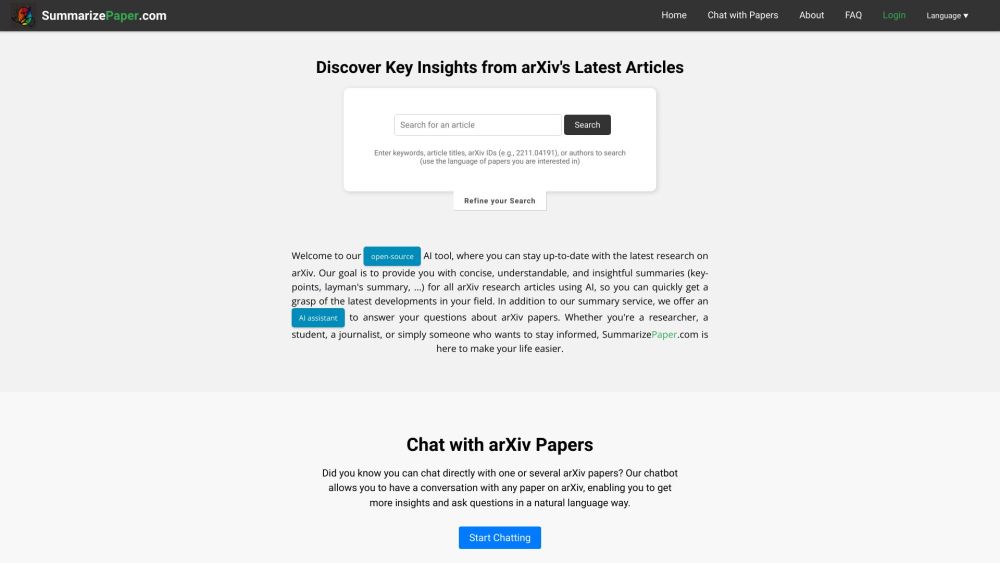 Summarizepaper website screenshot
