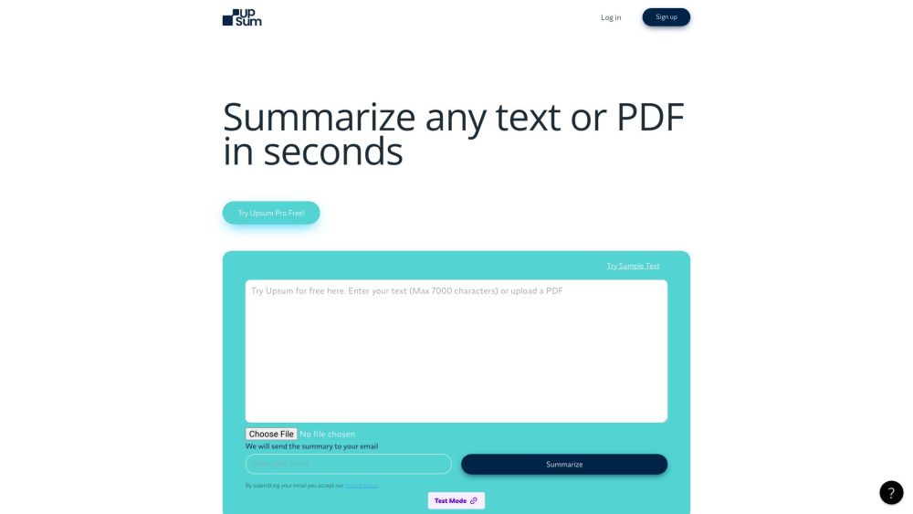 Upsum Io website screenshot