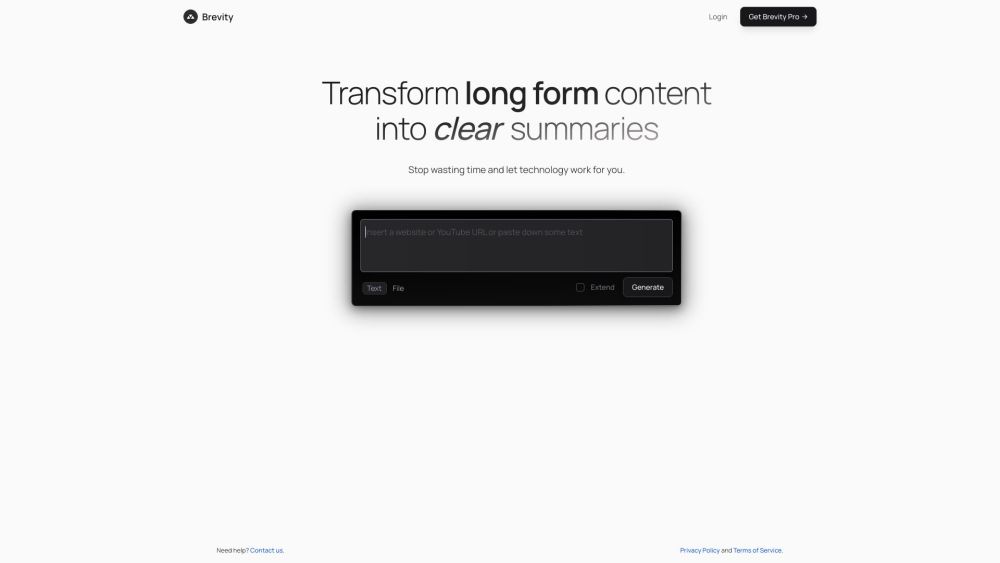 Brevity website screenshot