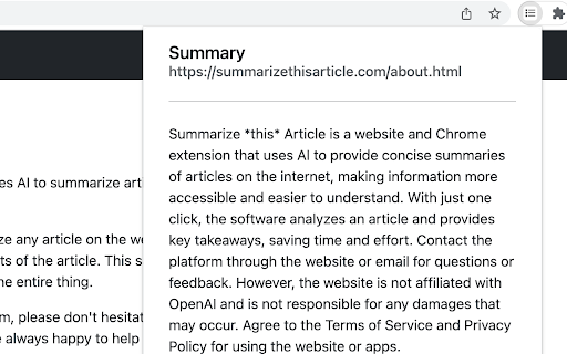 Summarize This Article website screenshot