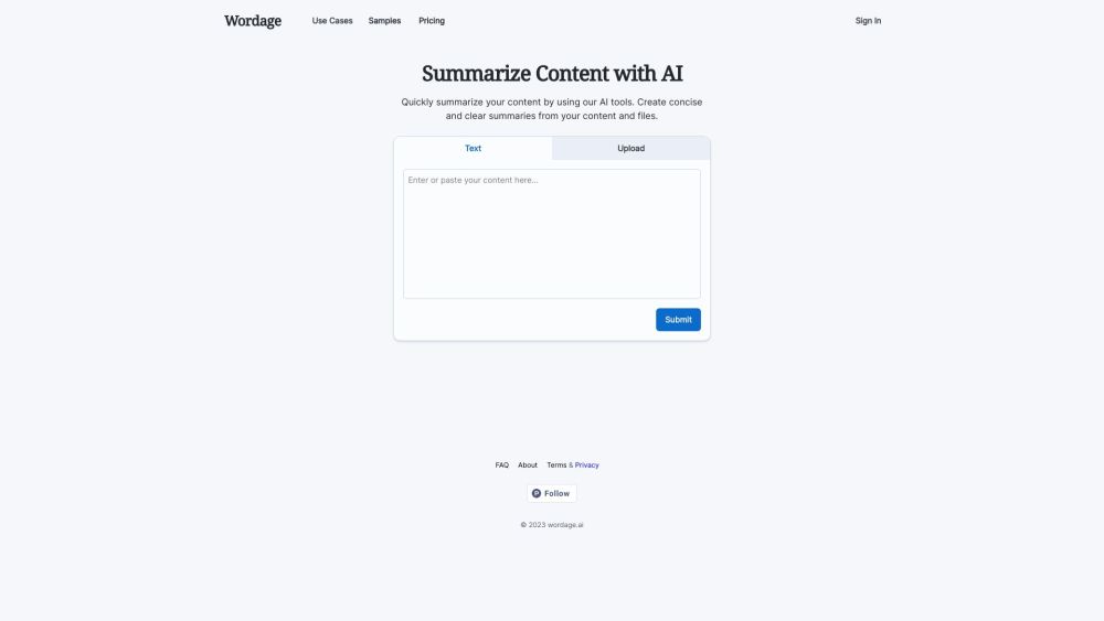 Wordage AI website screenshot