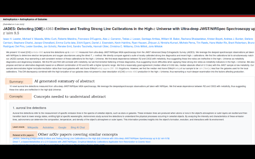Arxiv Shorts website screenshot