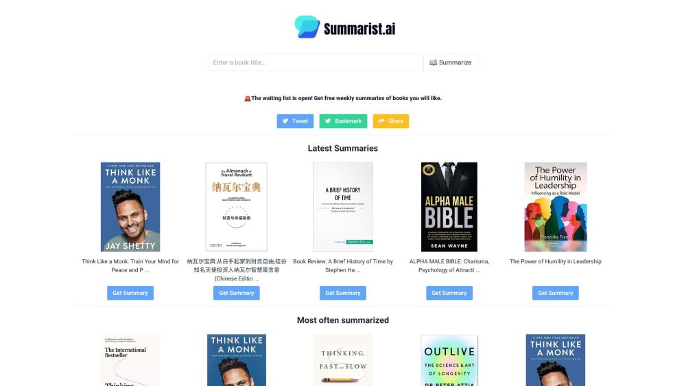 Summarist Ai website screenshot