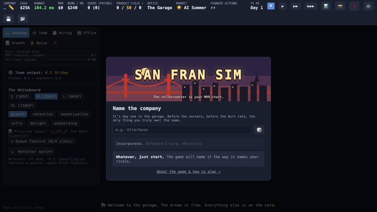 San Fran Sim website screenshot