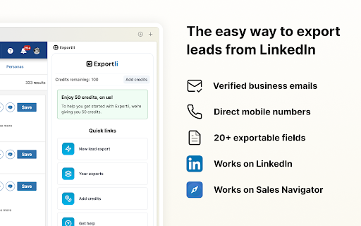 Exportli Linkedin Exporter website screenshot