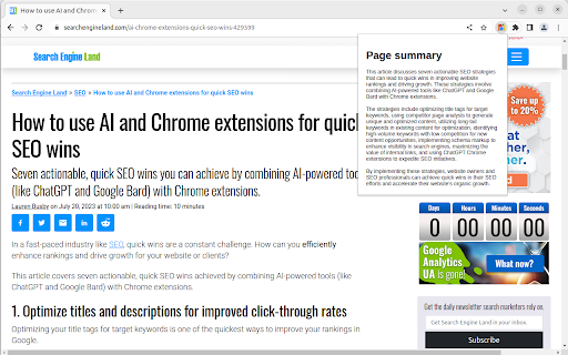 Page Summary website screenshot