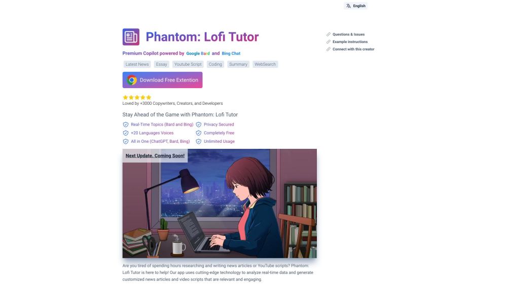 Phantom Lofi Tutor Free Unlimited website screenshot