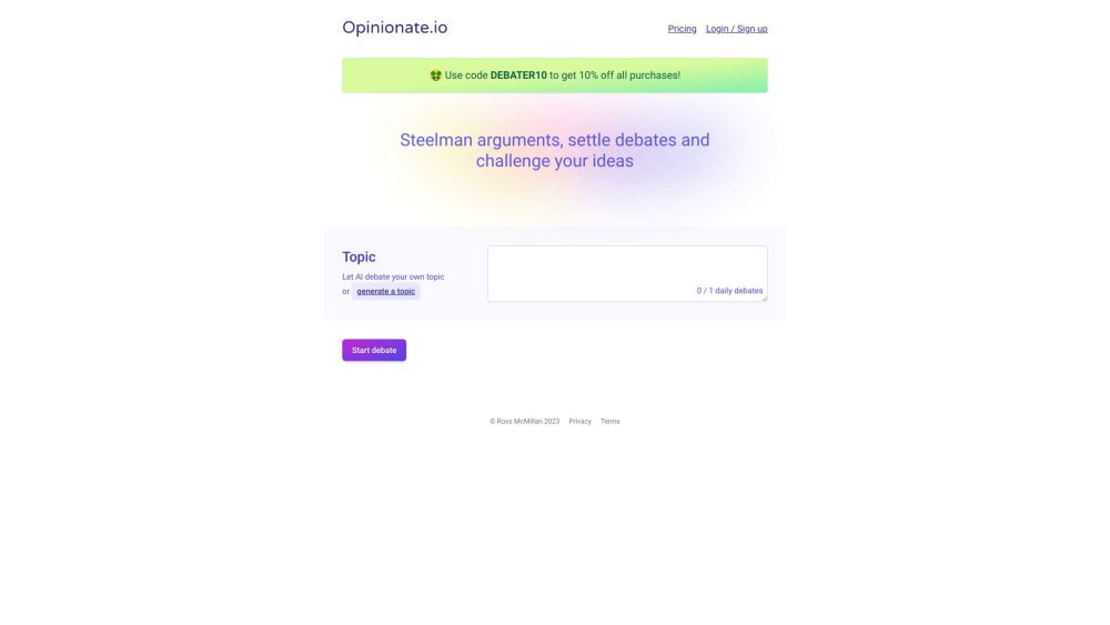 Opinionate website screenshot