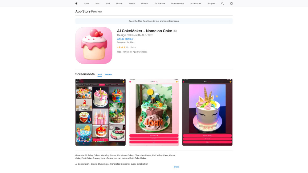 Ai Cakemaker Name On Cake website screenshot