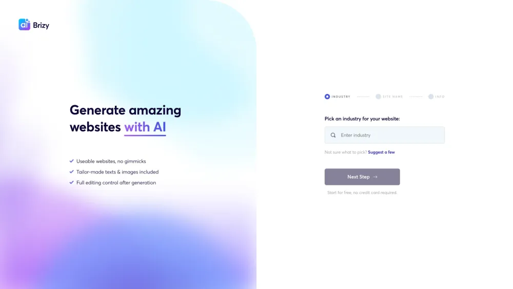 Brizy Ai Website Builder website screenshot