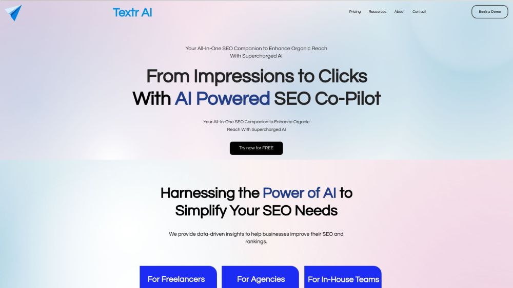 Textr Ai website screenshot