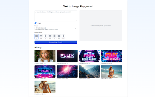 Flux Image Generator website screenshot