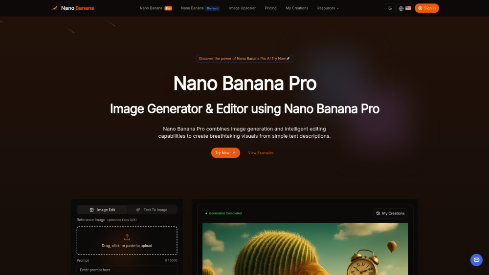 Nano Banana Pro website screenshot