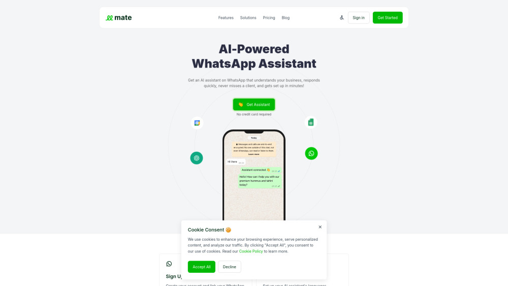 Ai Powered Whatsapp Assistant website screenshot