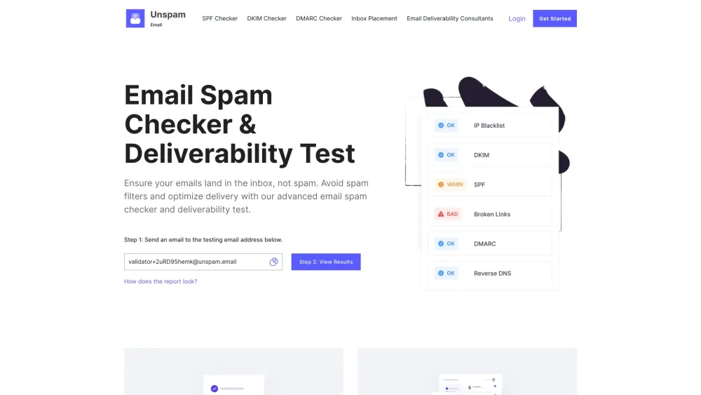 Unspam Ai website screenshot