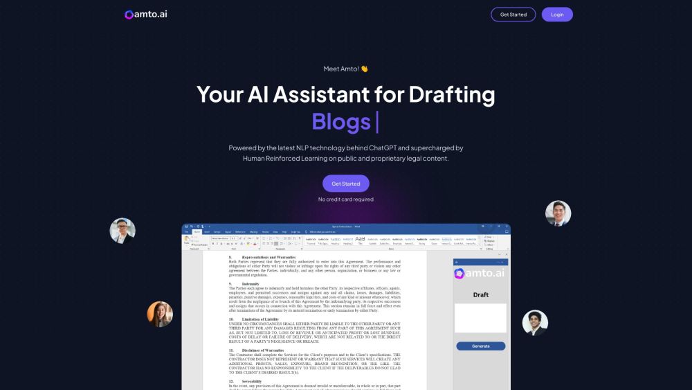 Amto AI website screenshot