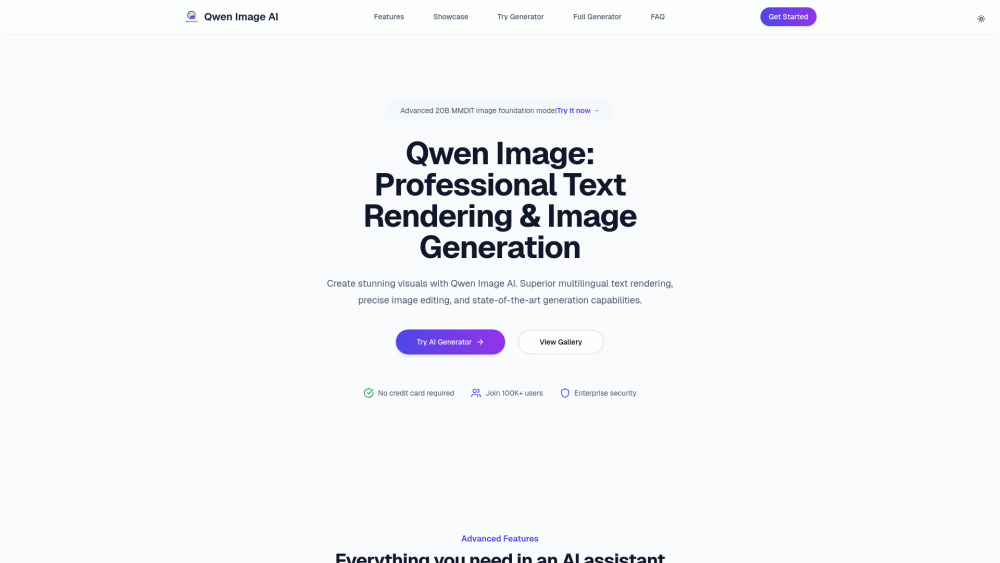 Qwen Image website screenshot