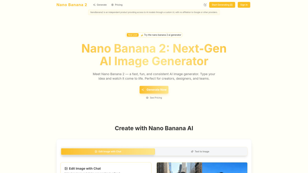 Nano Banana 2 2 website screenshot
