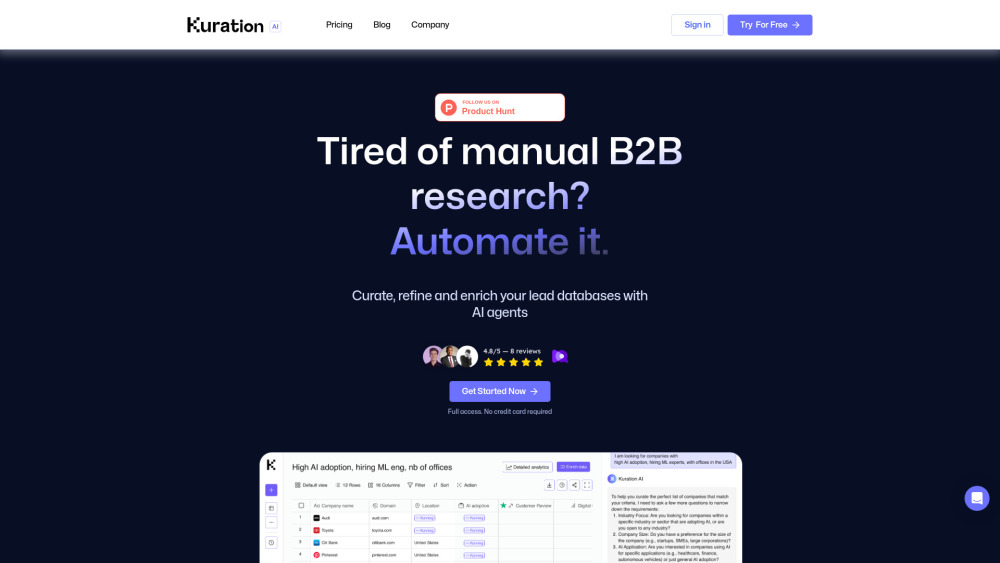 Kuration AI website screenshot