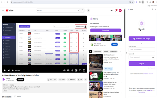 Veefly Youtube Chrome Extension website screenshot