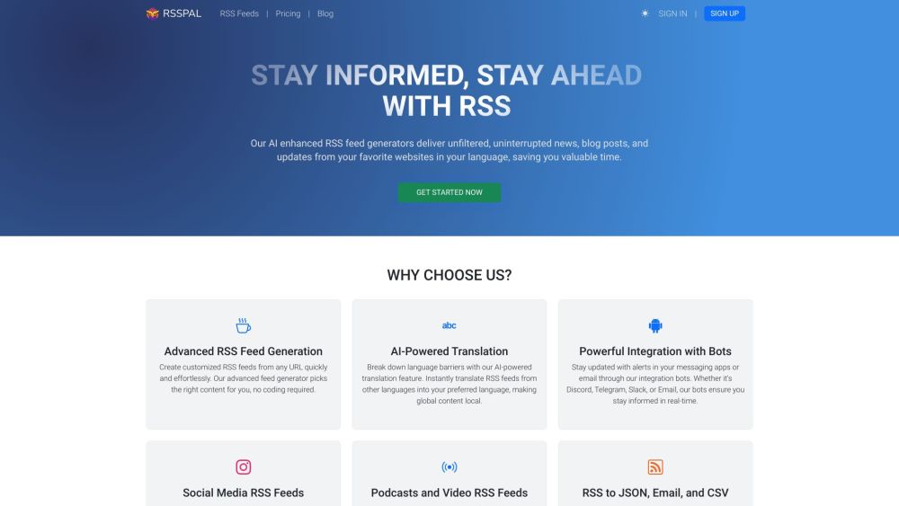 RSSPAL website screenshot