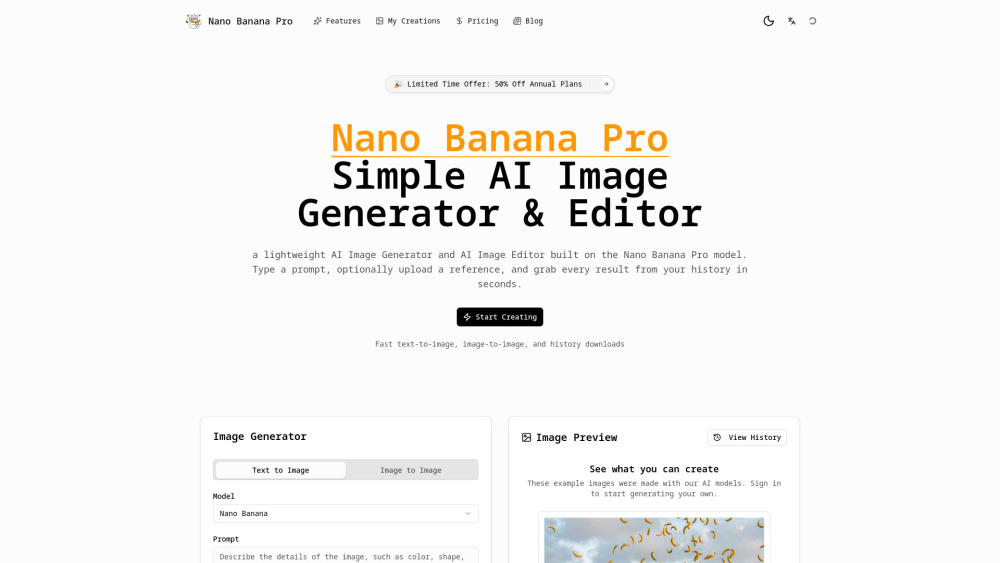Nano Banana Pro Ai Image Generator Editor website screenshot