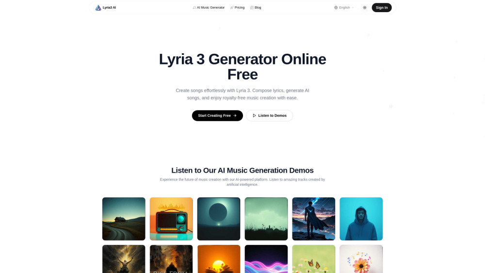 Lyria 3 Ai website screenshot