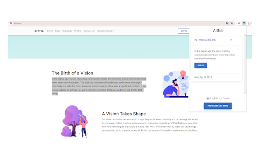 Aittia Plugin website screenshot
