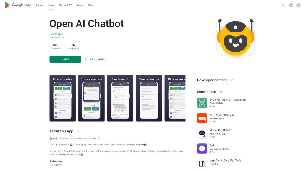 Open Ai Chatbot website screenshot