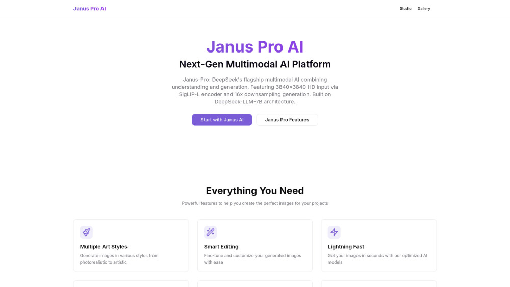 Janus Pro AI website screenshot