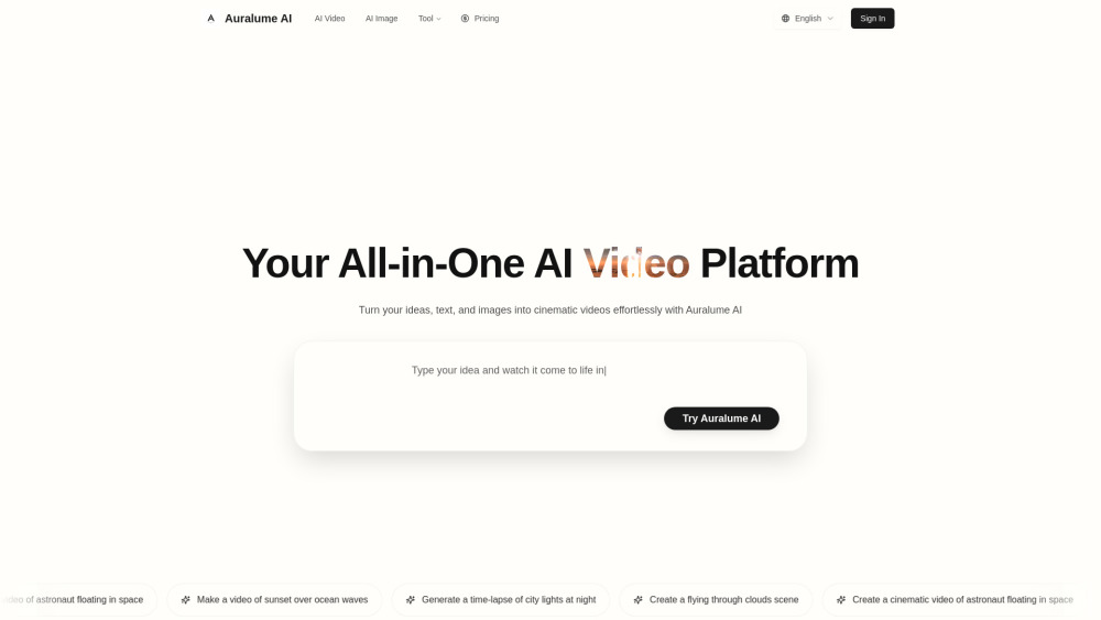 Auralume Ai website screenshot