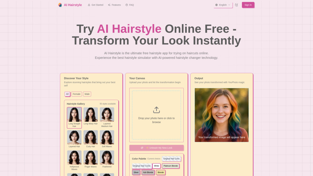 Ai Hairstyle 1 website screenshot