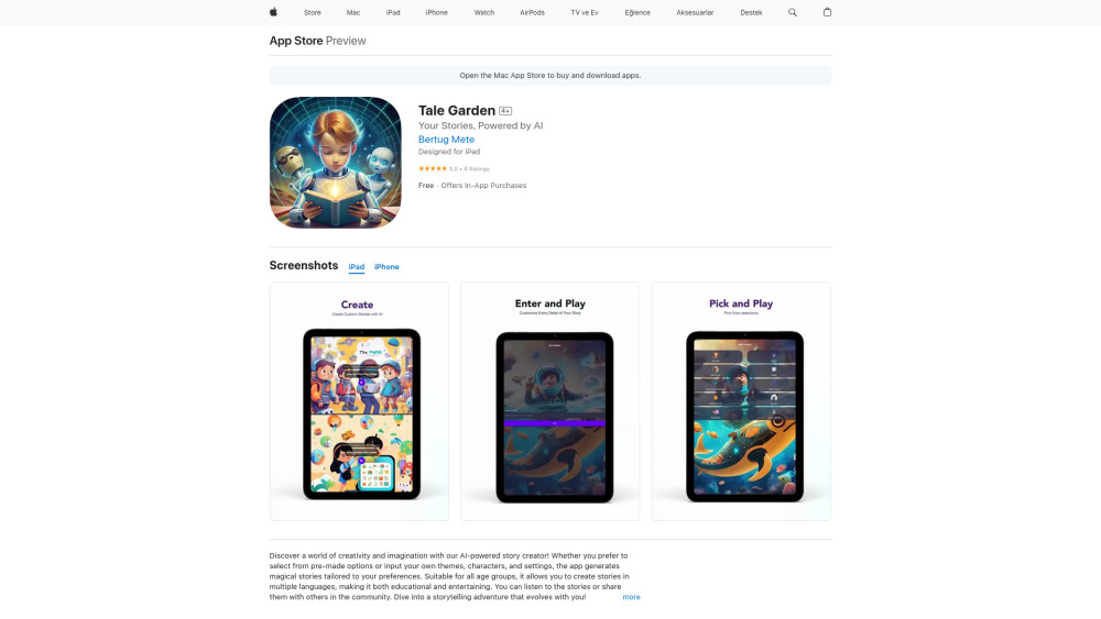 Tale Garden website screenshot