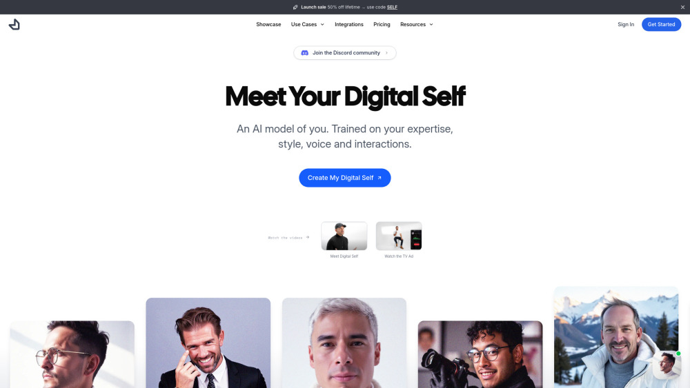 Fiction Digital Self AI Platform website screenshot