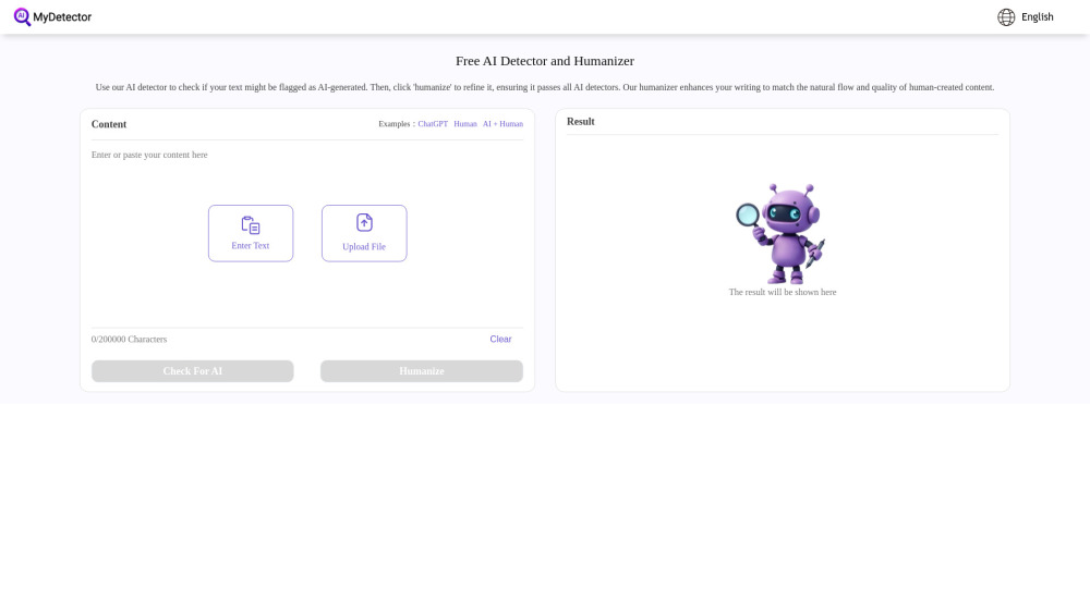 Mydetector website screenshot