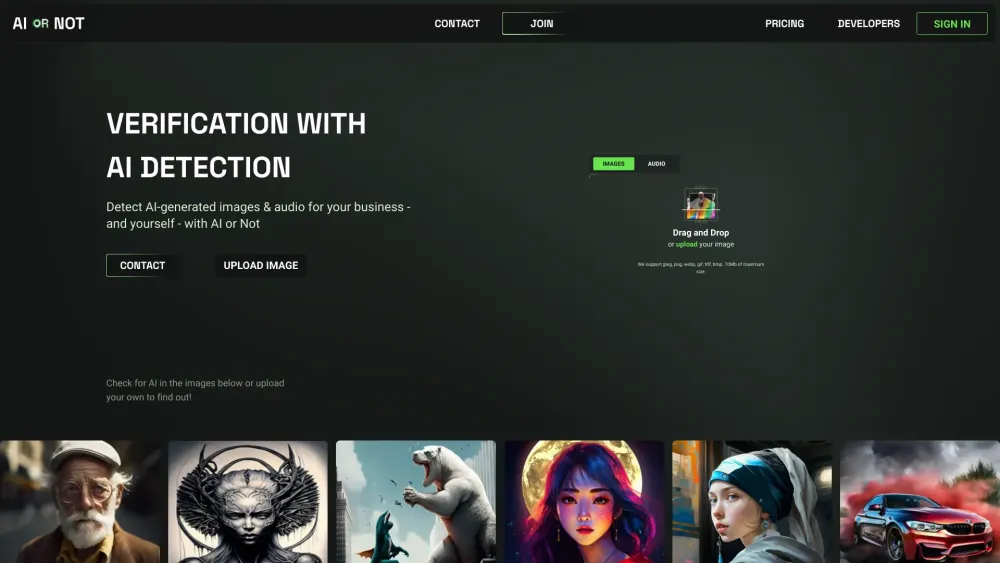 Ai Or Not website screenshot