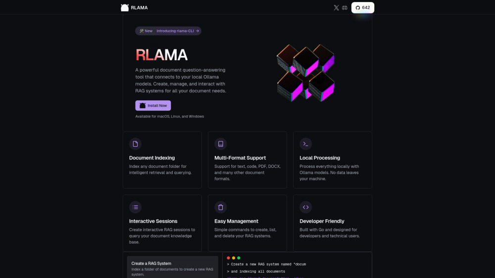 Rlama website screenshot