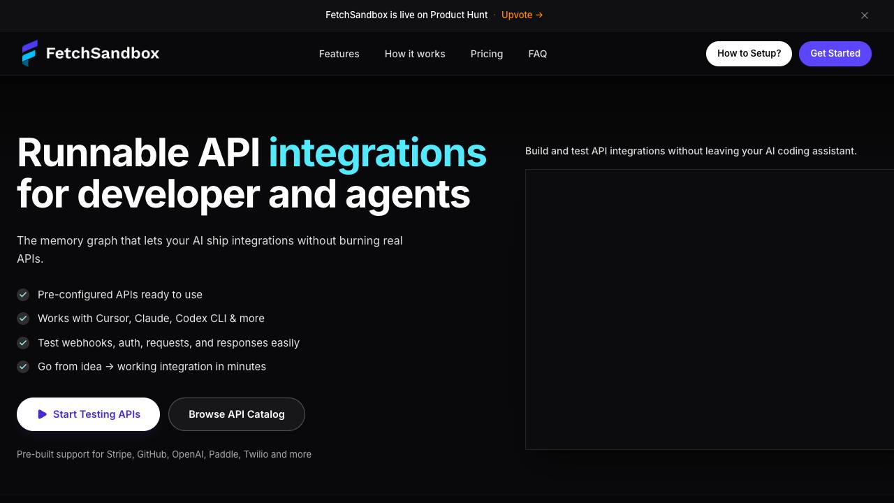 FetchSandbox website screenshot