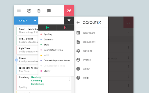 Acrolinx For Chrome website screenshot